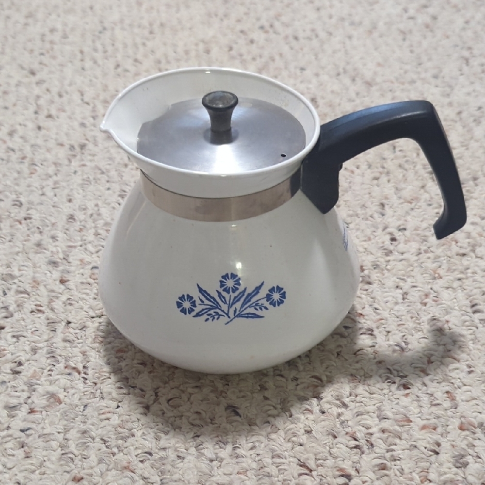 White and Blue Floral Coffee Pot